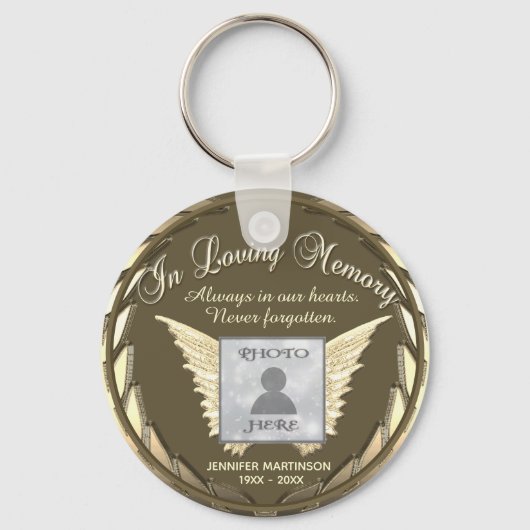 Foto Memorial Gold Loving Memory Sleutelhanger (Voorkant)