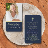 Foto Memorial Gold Script Blue Prayer Kaart Visitekaartje