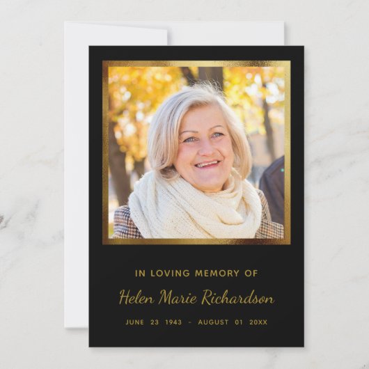 Foto Memorial Gold Sympathie Hartelijk dank Bedankkaart (Voorkant)