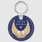 Foto Memorial Golden Angel Wings & Custom Message Sleutelhanger (Voorkant)