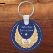 Foto Memorial Golden Angel Wings & Custom Message Sleutelhanger (Voorkant)