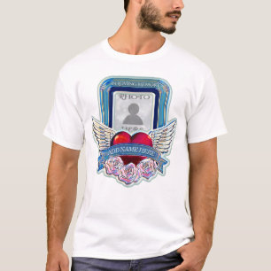 Foto Memorial   Hart, Angel Wings, Rozen T-shirt