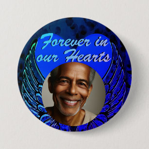Foto Memorial Heart Angel Wings Button