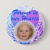 Foto Memorial Heart Angel Wings Button (Voorkant)