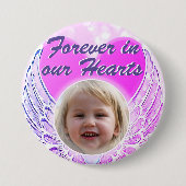 Foto Memorial Heart Angel Wings Button (Voorkant)