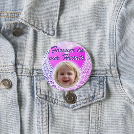 Foto Memorial Heart Angel Wings Button (In situ)