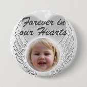Foto Memorial Heart Angel Wings Button (Voorkant)