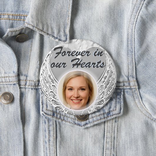 Foto Memorial Heart Angel Wings Button (In situ)