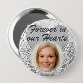 Foto Memorial Heart Angel Wings Button (Voorkant /achterkant)