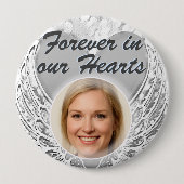 Foto Memorial Heart Angel Wings Button (Voorkant)
