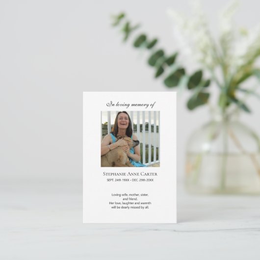 Foto-memorial I'm Free gebed card 2 Visitekaartje (Staand voorkant)