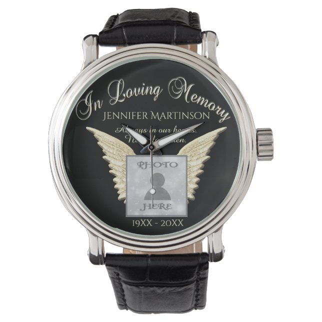 Foto Memorial in Loving Memory Sleutelhanger Horloge (Voorkant)