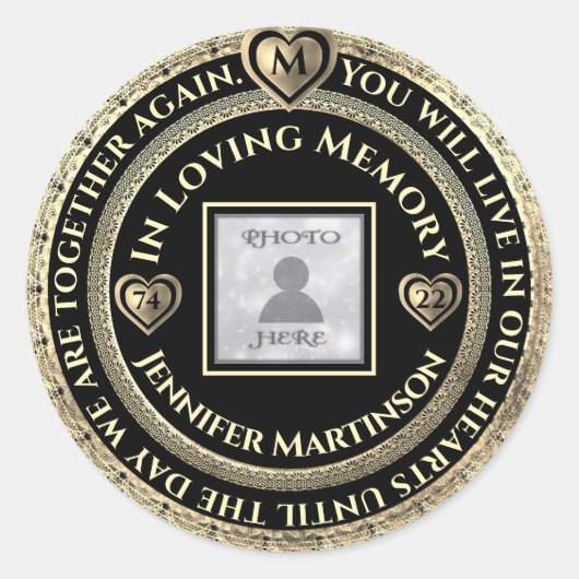 Foto Memorial Loving Memory Ronde Sticker (Voorkant)
