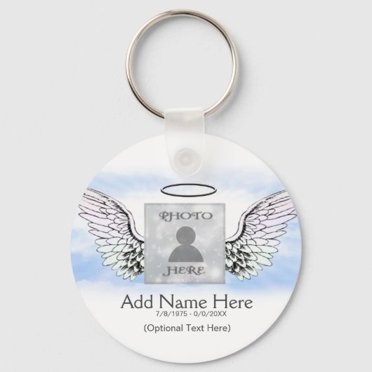 Foto Memorial met Angel Wings and Clouds Sleutelhanger (Voorkant)