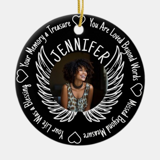 Foto Memorial met naam en gedicht Keramisch Ornament (Voorkant)