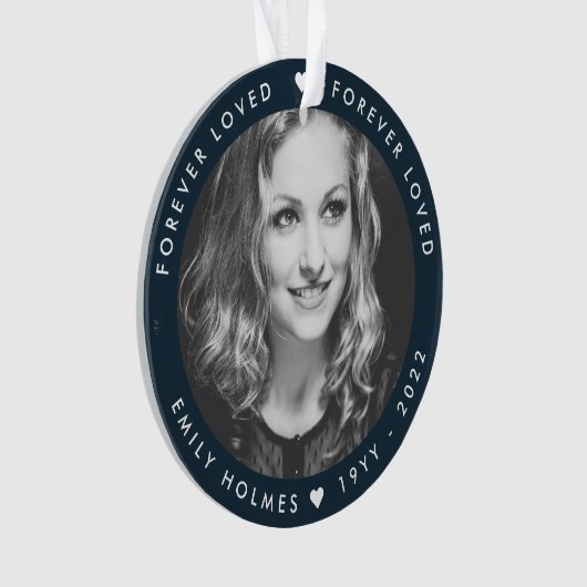 Foto Memorial | Navy Blue Photo Tribute Kerstmis Ornament (voorkant)