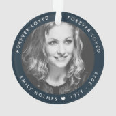Foto Memorial | Navy Blue Photo Tribute Kerstmis Ornament (achterkant)