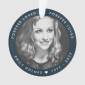 Foto Memorial | Navy Blue Photo Tribute Kerstmis Ornament (voorkant)