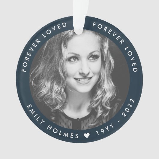 Foto Memorial | Navy Blue Photo Tribute Kerstmis Ornament (voorkant)