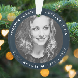 Foto Memorial | Navy Blue Photo Tribute Kerstmis Ornament