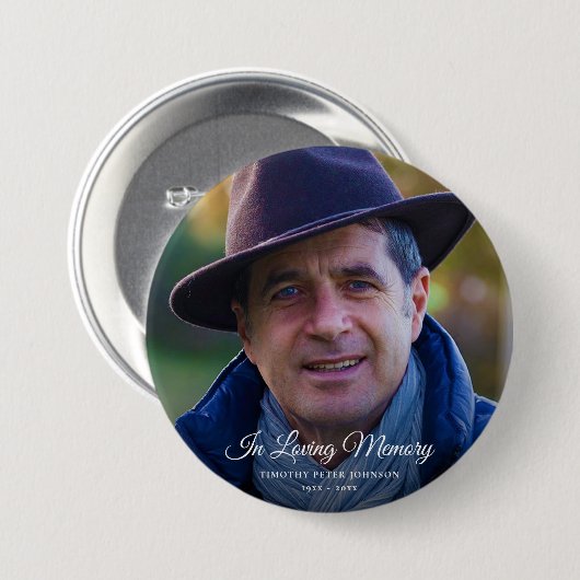 Foto Memorial of Funeral Tribute Keepomwille Ronde Button 7,6 Cm (Voorkant /achterkant)