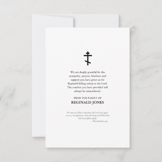 Foto Memorial Orthodox Christelijk Bedankkaart (Achterkant)