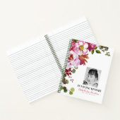 Foto Memorial Pink Floral Funeral Guest Book Notitieboek (Binnen)