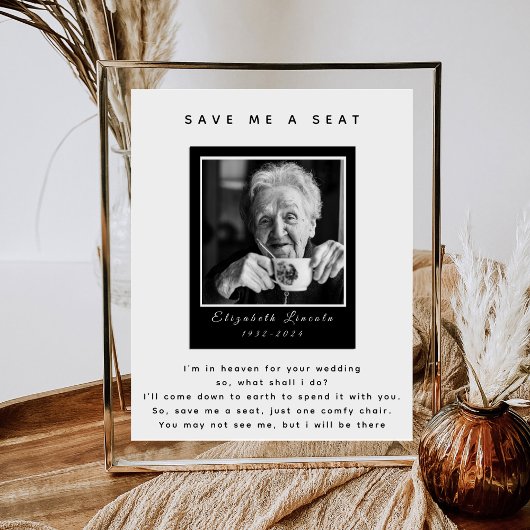 Foto Memorial Saving a Seat Trouwbord Poster