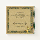 Foto Memorial Service Gold Damask Roos Guest Book Notitieboek (Achterkant)