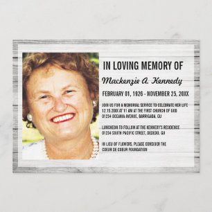 Foto Memorial Service of Funeral Invitations Kaart
