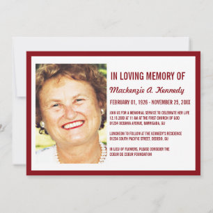 Foto Memorial Service of Funeral Invitations Kaart