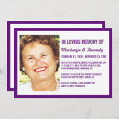 Foto Memorial Service of Funeral Invitations Kaart (Voorkant / Achterkant)