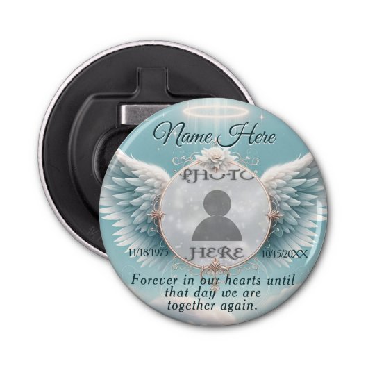 Foto Memorial Sympathy Button Flesopener (Voorkant)