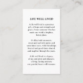 Foto Memorial Sympathy Prayer Contactkaartje (Achterkant)