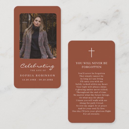 Foto Memorial Terracotta Verbrand Sinaasappel Gebe Visitekaartje (Voorkant / Achterkant)