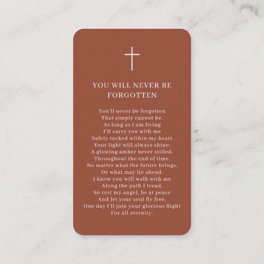 Foto Memorial Terracotta Verbrand Sinaasappel Gebe Visitekaartje (Achterkant)