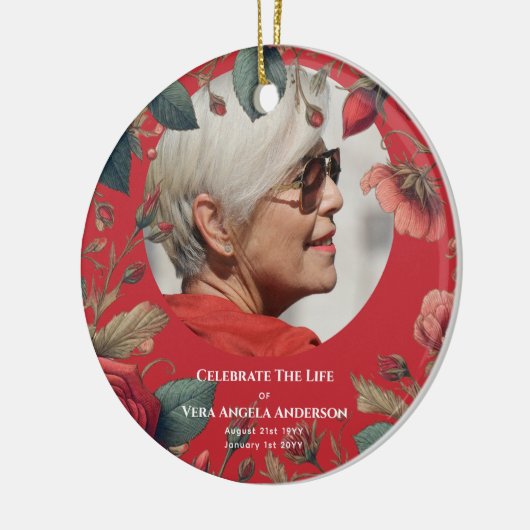 Foto Memorial Viering van het leven Begrafenisgesc Keramisch Ornament (Links)