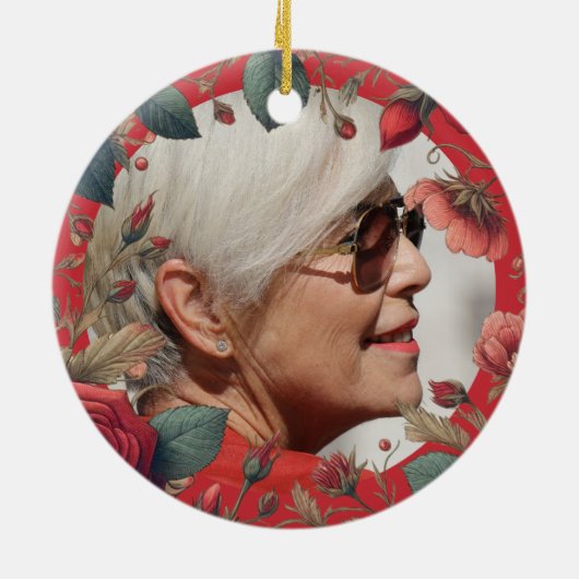 Foto Memorial Viering van het leven Begrafenisgesc Keramisch Ornament (Achterkant)