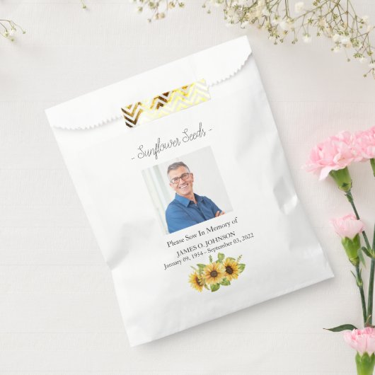 Foto Memorial Zonnebloempitten Begrafeniszak Bedankzakje (Gezegeld)