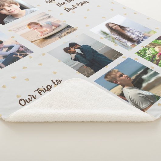 Foto Memories Best Dad Khaki Hearts Sherpa Deken (3/4)