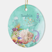 Foto: Mermaid Pink Blue Cute Ceramic Ornamed. Keramisch Ornament (Links)