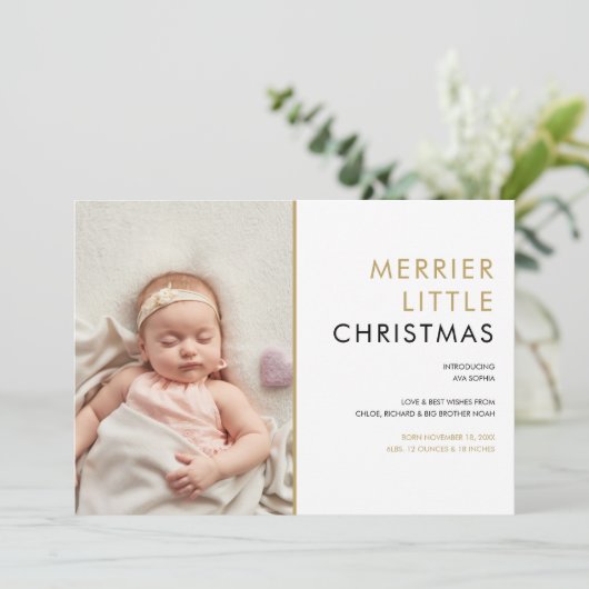 Foto Merrier Little Kerstmis koninklijke aankondig Feestdagenkaart (Staand voorkant)