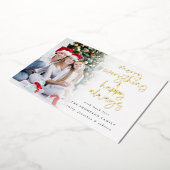 Foto Merry Alles Happy Altijd Kerstmis Folie Feestdagenkaart (Gedraaid)