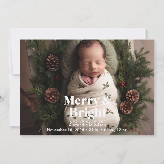 Foto Merry and Bright Birth Aankondiging (Voorkant)