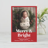 Foto Merry and Bright Birth Aankondiging (Staand voorkant)