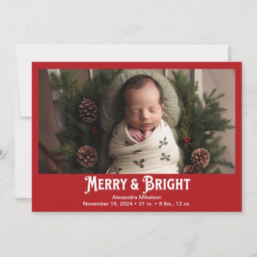 Foto Merry and Bright Birth Aankondiging (Voorkant)