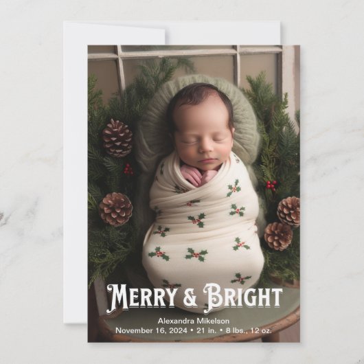 Foto Merry and Bright Birth Aankondiging (Voorkant)
