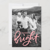 Foto Merry and Bright Bold Pink Feestdagenkaart (Voorkant)