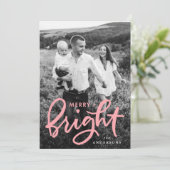 Foto Merry and Bright Bold Pink Feestdagenkaart (Staand voorkant)