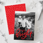 Foto Merry and Bright Bold Red Script Feestdagenkaart